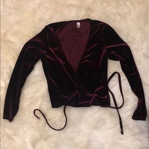 American Apparel | velvet wrap cropped long sleeve
